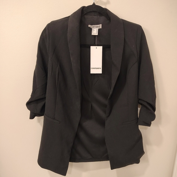 Contempo Jackets & Blazers - Charlotte Russe Contempo Scrunched 3/4 Sleeve Blazer